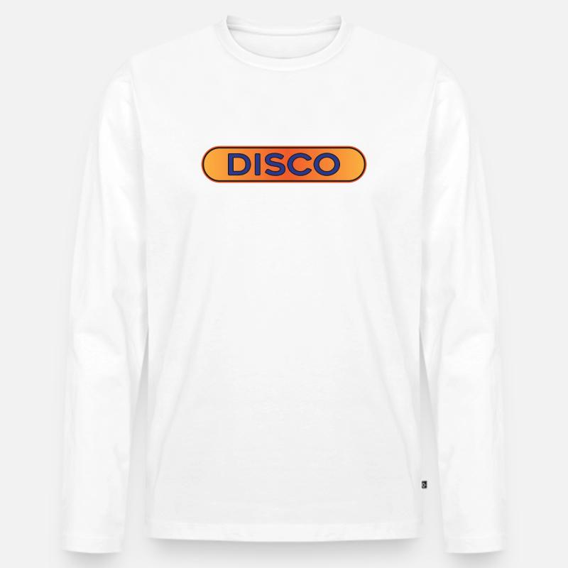 Disco Neon Retro Abzeichen - Männer Premium Bio Langarmshirt - Weiß