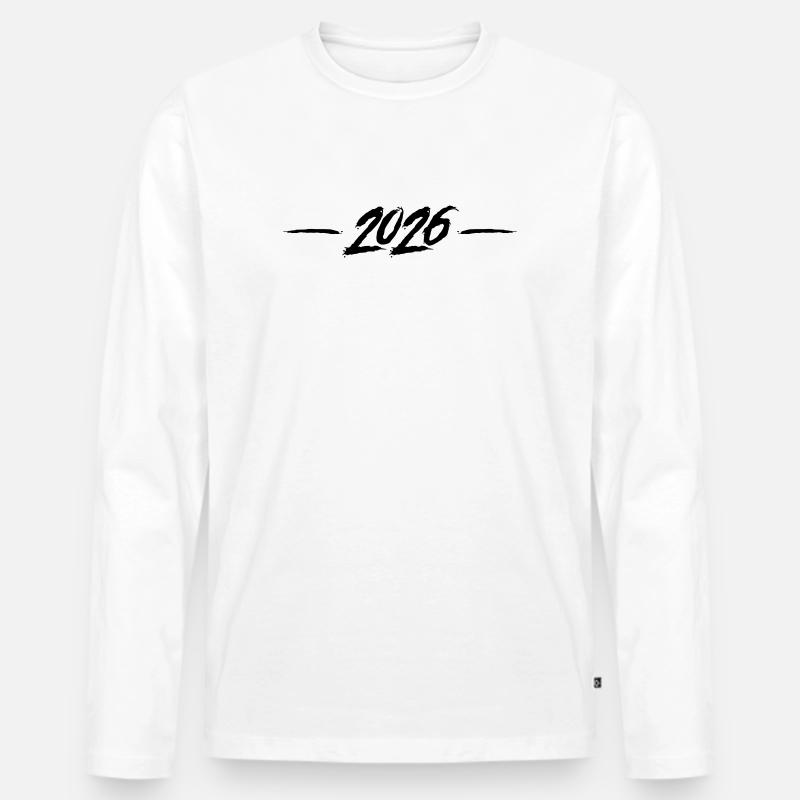 2026 Jahr - Männer Premium Bio Langarmshirt - Weiß