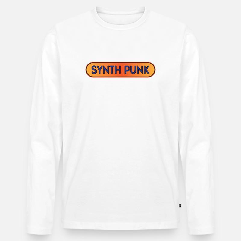 Synth Punk Crest - Männer Premium Bio Langarmshirt - Weiß