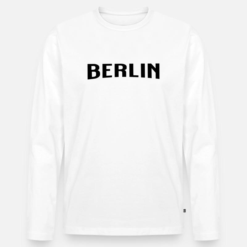 Berlin - Männer Premium Bio Langarmshirt - Weiß