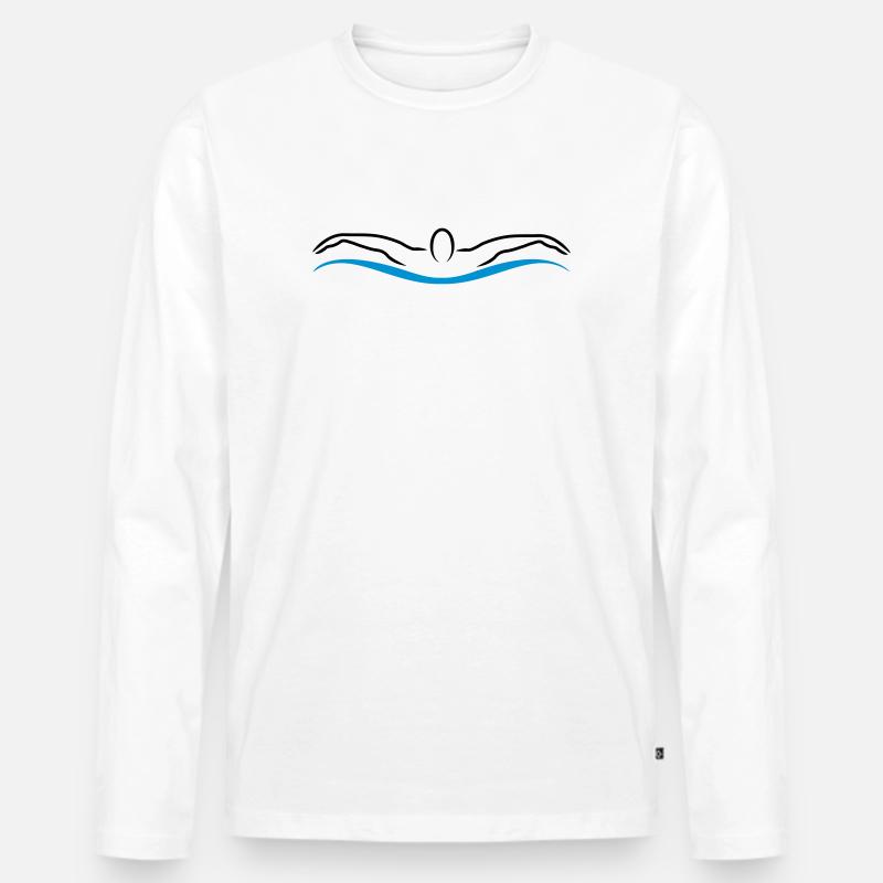 schwimmen - Männer Premium Bio Langarmshirt - Weiß