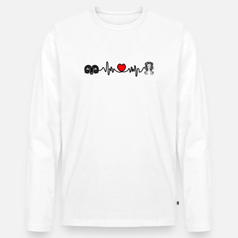 Herzfrequenz Cardio Widder Jungfrau - Männer Premium Bio Langarmshirt - Weiß