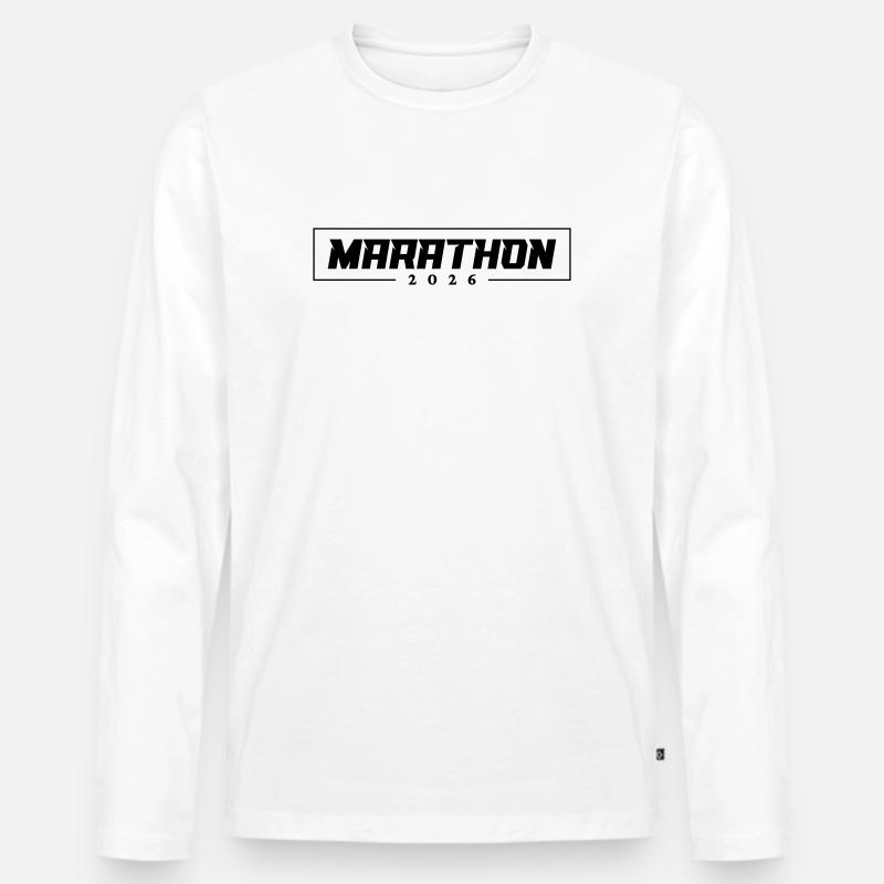 Marathon 2026 - Männer Premium Bio Langarmshirt - Weiß