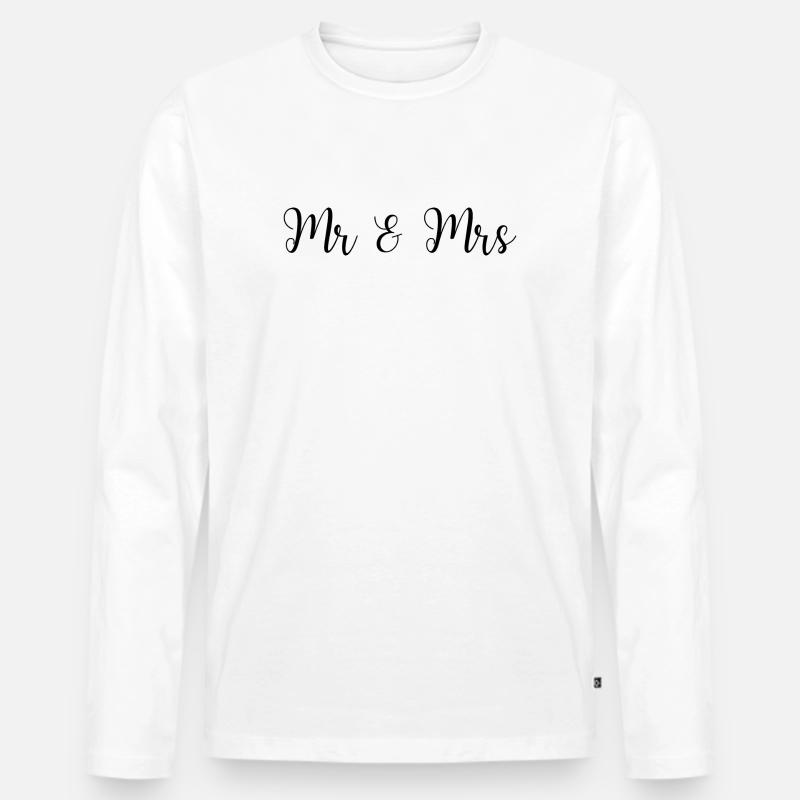 Mr & Mrs Hochzeit Design - Männer Premium Bio Langarmshirt - Weiß