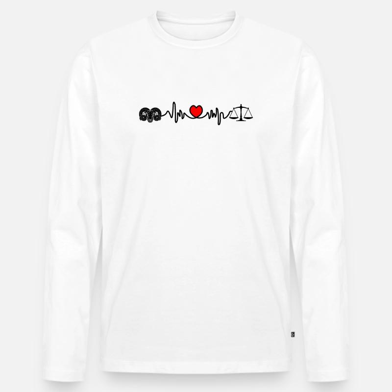 Herzfrequenz-Cardio-Ram-Skala - Männer Premium Bio Langarmshirt - Weiß