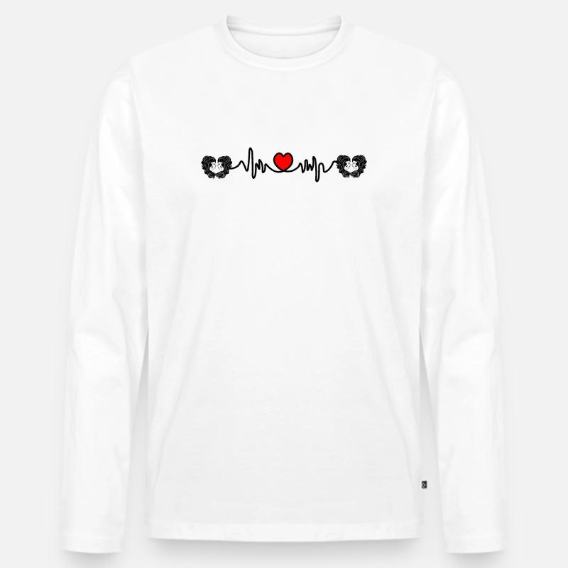 Herzfrequenz Cardio Twin Twins - Männer Premium Bio Langarmshirt - Weiß