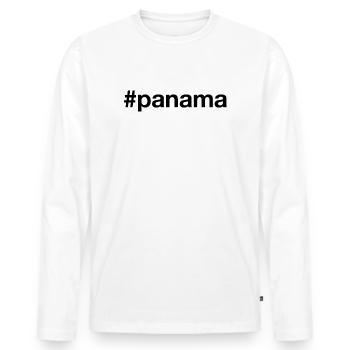 PANAMA Hashtag - Männer Premium Bio Langarmshirt - Weiß - Vorne - Nico (187cm)