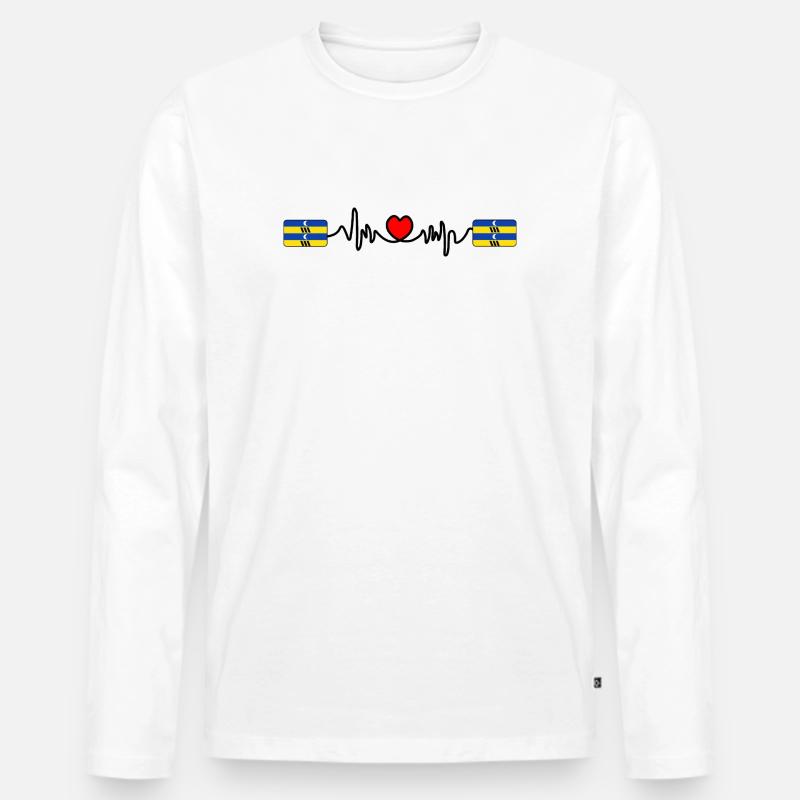 Ameland Pulse-Logo – Inselstil - Männer Premium Bio Langarmshirt - Weiß