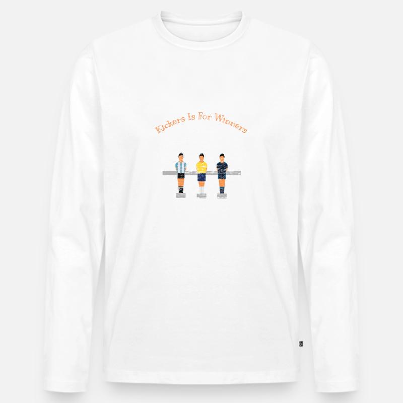 Kicker Spiel - Männer Premium Bio Langarmshirt - Weiß