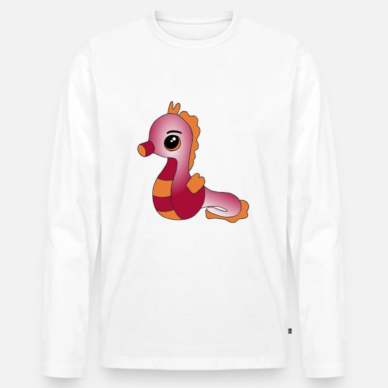 Knuffiges Seepferdchen - Männer Premium Bio Langarmshirt - Weiß