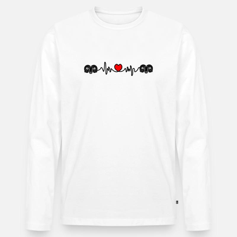 Herzfrequenz Cardio Ram Ram Ram - Männer Premium Bio Langarmshirt - Weiß