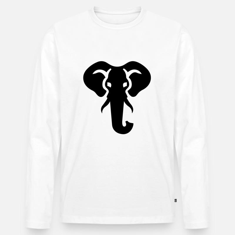 Elefant - Männer Premium Bio Langarmshirt - Weiß