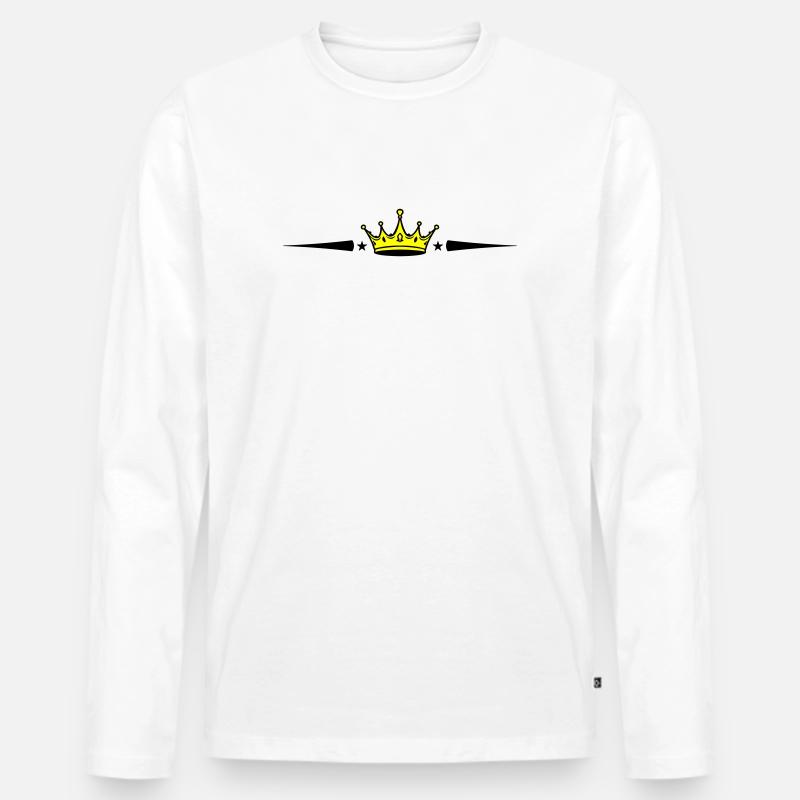 Krone Element - Männer Premium Bio Langarmshirt - Weiß