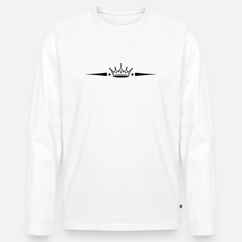 Krone Element - Männer Premium Bio Langarmshirt - Weiß