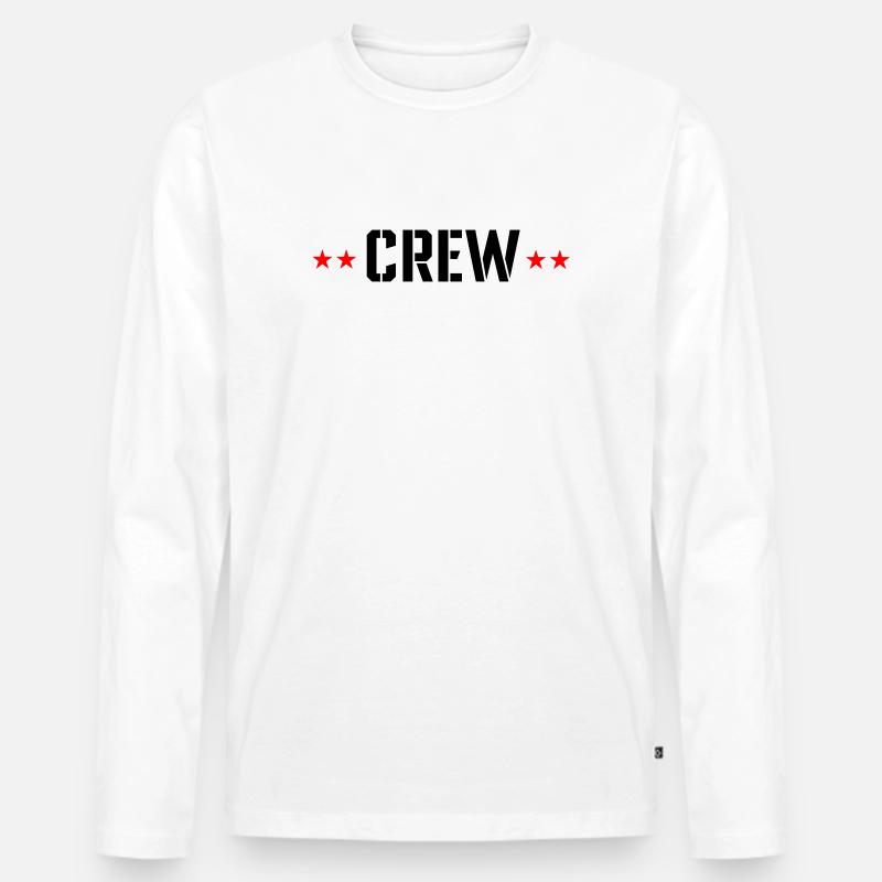 Crew mit Sterne - Männer Premium Bio Langarmshirt - Weiß