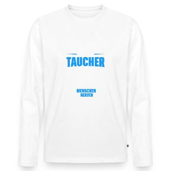 Taucher Tauchen Wassersport Tauchgang - Männer Premium Bio Langarmshirt - Weiß - Vorne - Nico (187cm)