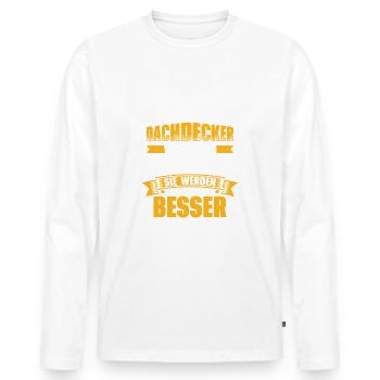 Dachdecker Lustiges Handwerker Dachdecken Geschenk - Männer Premium Bio Langarmshirt - Weiß - Vorne - Nico (187cm)