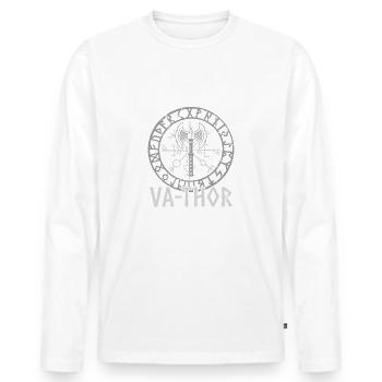Wikinger Papa Nordische Mythologie Vatertag - Männer Premium Bio Langarmshirt - Weiß - Vorne - Nico (187cm)