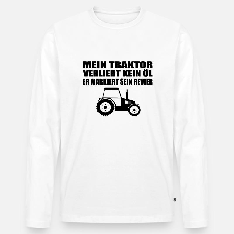 Traktor - Männer Premium Bio Langarmshirt - Weiß