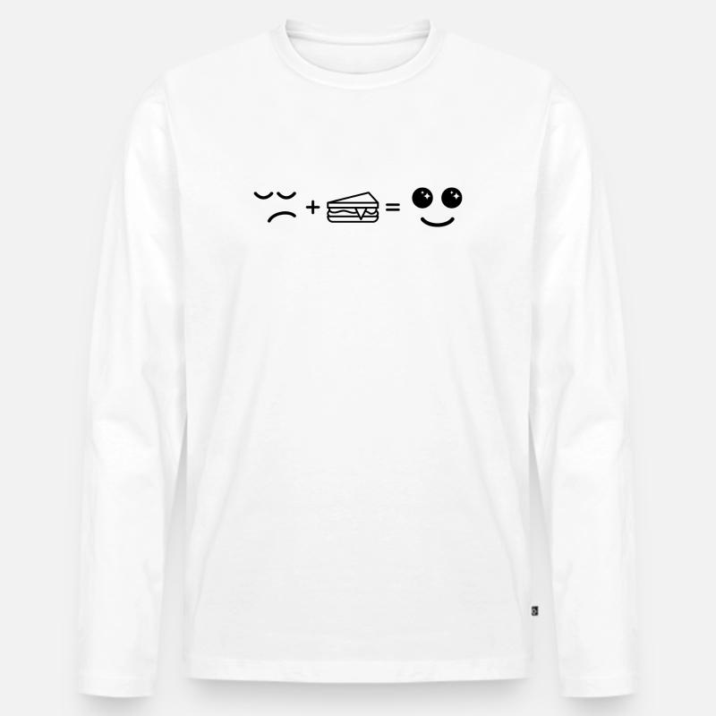 Traurig essen Kuchen Werden Glücklich - Männer Premium Bio Langarmshirt - Weiß