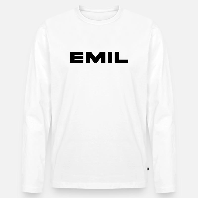 Emil Vorname Name - Männer Premium Bio Langarmshirt - Weiß