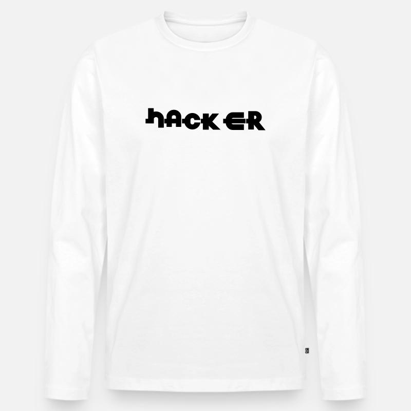 Hacker - Männer Premium Bio Langarmshirt - Weiß