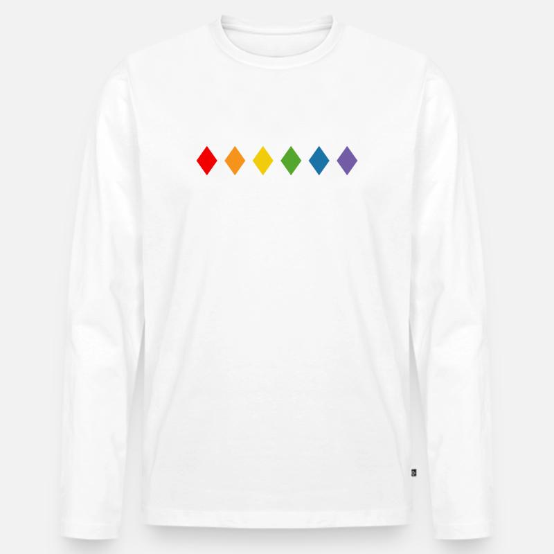 Regenbogen Rhombus - Männer Premium Bio Langarmshirt - Weiß