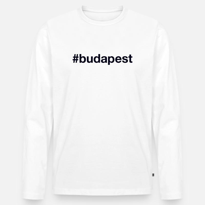 BUDAPEST Hashtag - Maglia a manica lunga ecologica premium da uomo - bianco