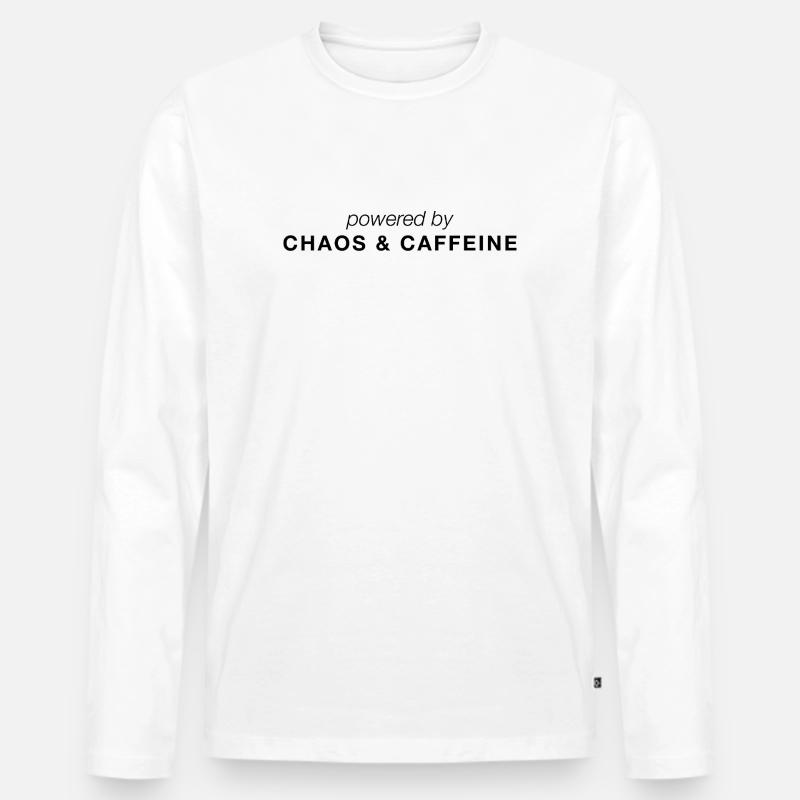 Powered by Chaos & Caffeine - Männer Premium Bio Langarmshirt - Weiß