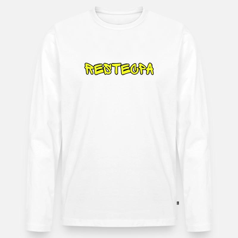 RESTECPA – Lustiges Straßen-Slang-Textdesign Graffiti - Männer Premium Bio Langarmshirt - Weiß
