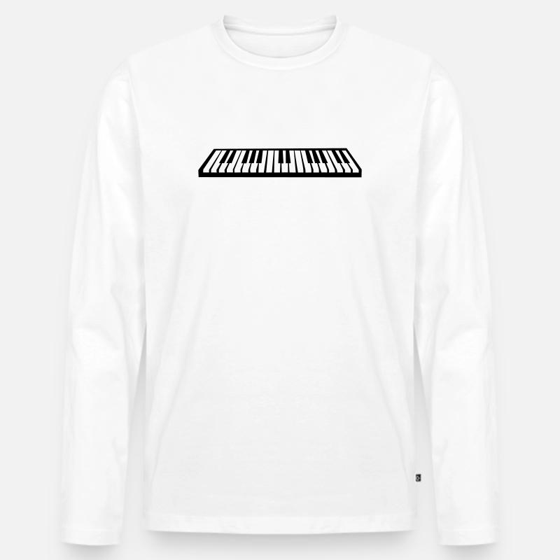 Klavier oder Keyboard - Männer Premium Bio Langarmshirt - Weiß