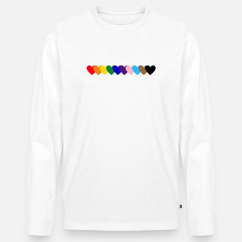 Regenbogen Herzen Pride - Männer Premium Bio Langarmshirt - Weiß
