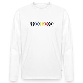 Traditional romanian motifs - Men's Premium Organic Long Sleeve Shirt - white - Front - Nico (187cm)
