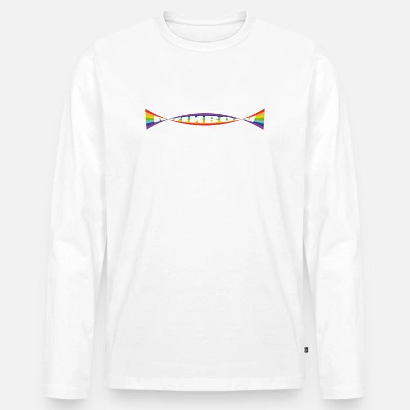 Rainbow flag Variation - Männer Premium Bio Langarmshirt - Weiß