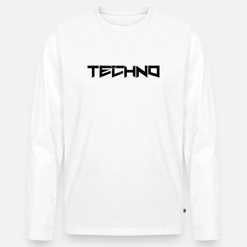 Techno - Männer Premium Bio Langarmshirt - Weiß