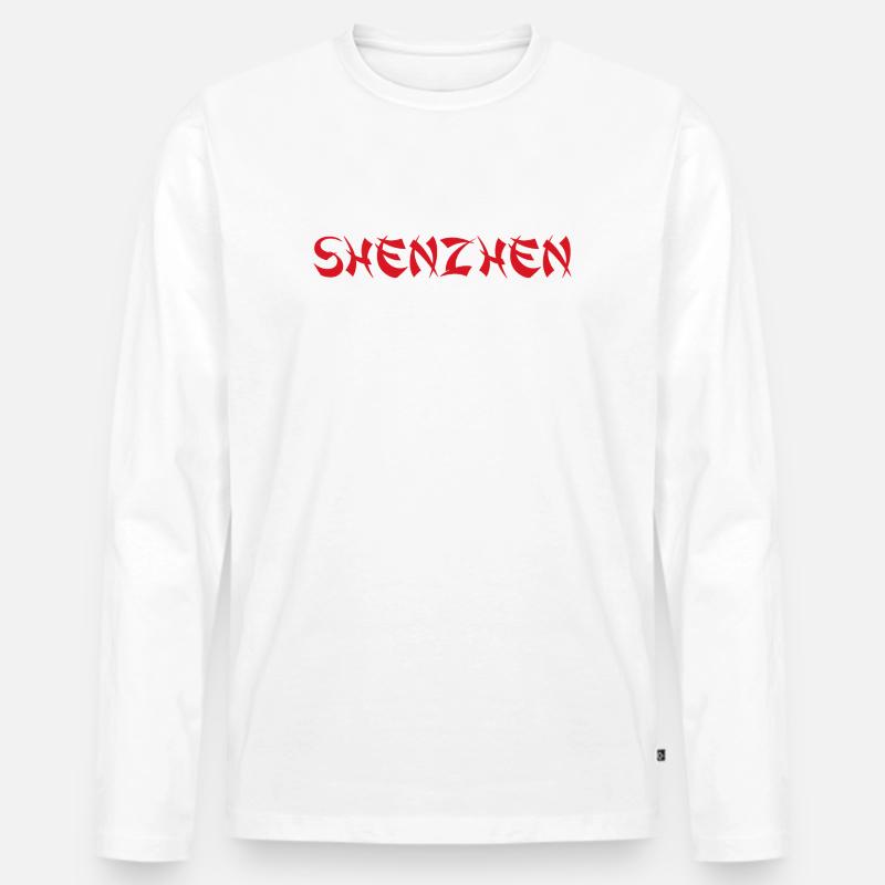 SHENZHEN - Männer Premium Bio Langarmshirt - Weiß
