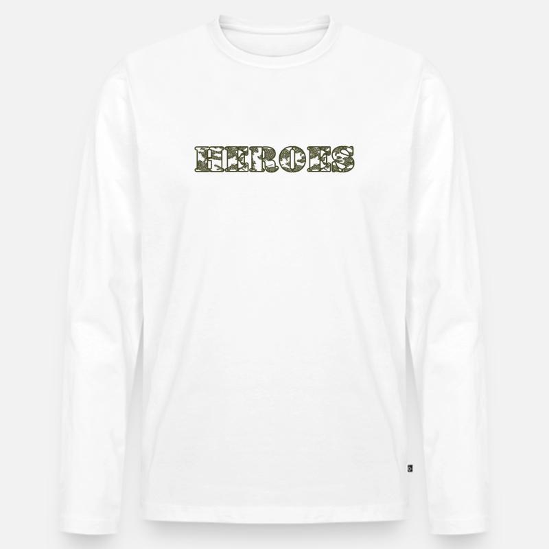 Heroes - Männer Premium Bio Langarmshirt - Weiß