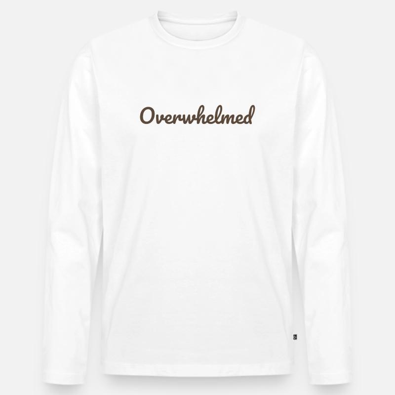 Überwältigt Script-Text in Braun - Männer Premium Bio Langarmshirt - Weiß