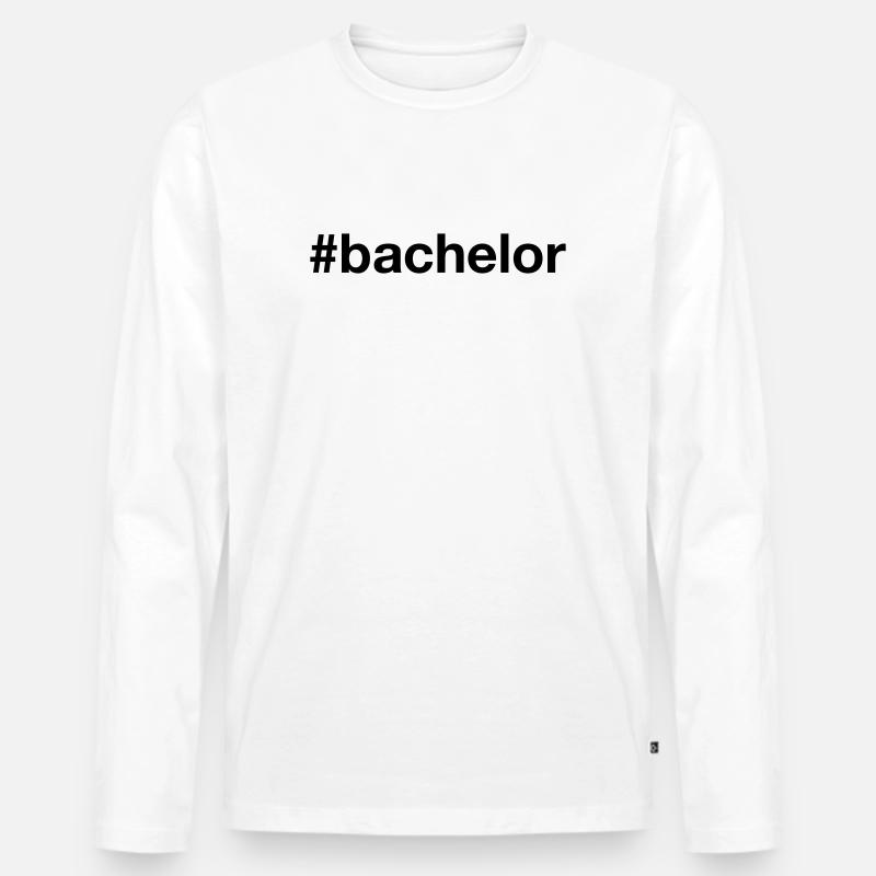 BACHELOR Hashtag - Männer Premium Bio Langarmshirt - Weiß