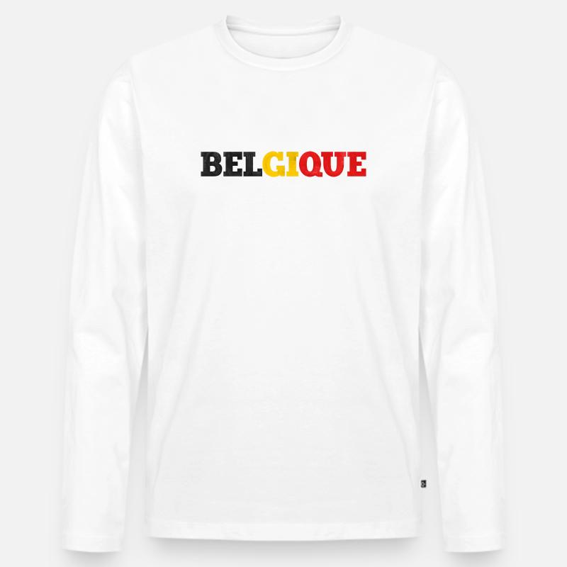 Belgien - Männer Premium Bio Langarmshirt - Weiß
