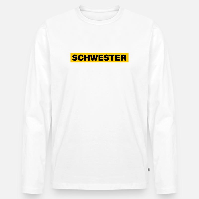 Schwester - Männer Premium Bio Langarmshirt - Weiß