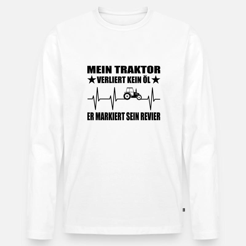 Traktor - Männer Premium Bio Langarmshirt - Weiß