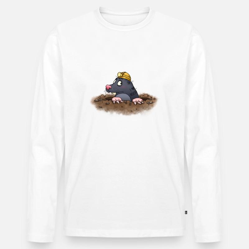 Maulwurf - Männer Premium Bio Langarmshirt - Weiß