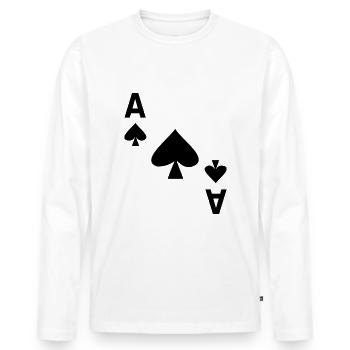 Card Game Card Ace of Spades - Men's Premium Organic Long Sleeve Shirt - white - Front - Nico (187cm)