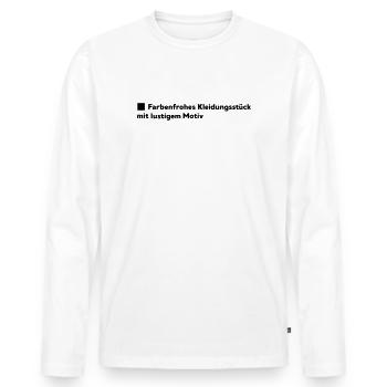 Farbenfrohe Kleidung - Männer Premium Bio Langarmshirt - Weiß - Vorne - Nico (187cm)