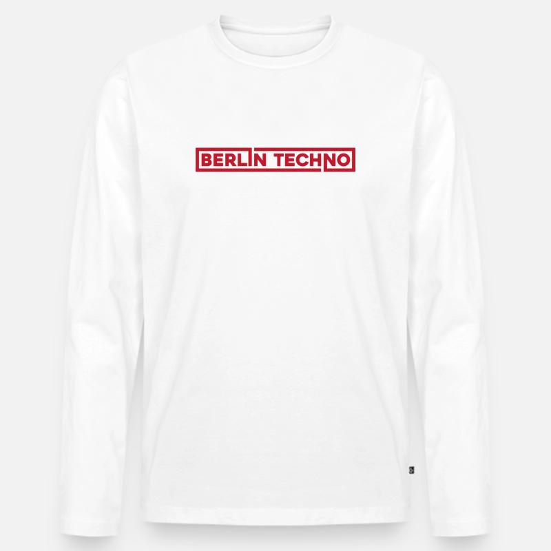 Berlin Techno Hard Dark Rave - Männer Premium Bio Langarmshirt - Weiß