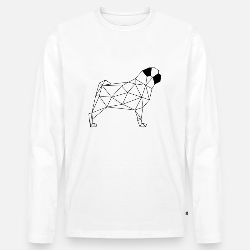 Pug geometrico - Pug geometrico - nero - Maglia a manica lunga ecologica premium da uomo - bianco