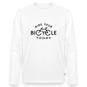 Ride Your Bike Environmental Protection Cyclist Bike Gift - Men's Premium Organic Long Sleeve Shirt - white - Front - Nico (187cm)