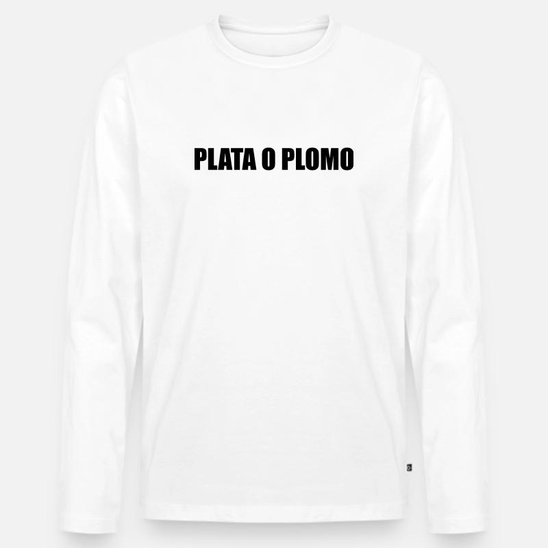 PLATA O PLOMO - Männer Premium Bio Langarmshirt - Weiß