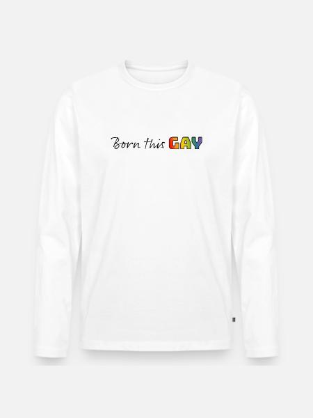 Rainbow né ce gay - T-shirt manches longues Premium bio Homme - blanc